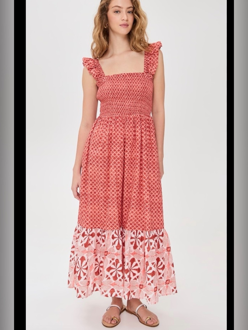 Marea Size S • Olivia Orange Cotton Boho Midi Dress.